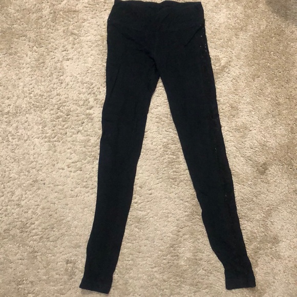 Black Leggings with Lace on Sides - Picture 1 of 1
